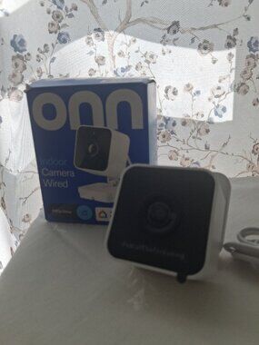 Onn Indoor Wired Security Camera 1080p HD Google Home White